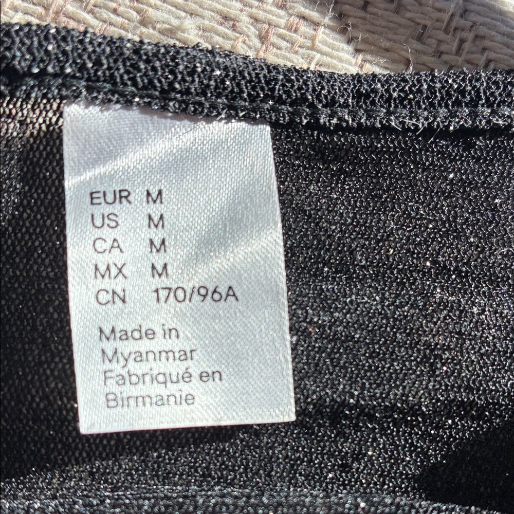 Divided Black Sheer Ruched Top - Picture 4 of 4